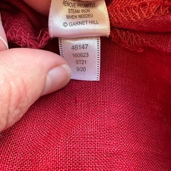 Garnet Hill Linen Embroidered Pocket Detail Dress Red Size 8 - Picture 12 of 14